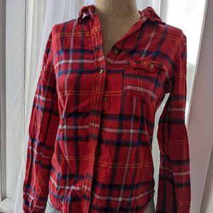 womens vintage holiday a&f red plaid button down size small
